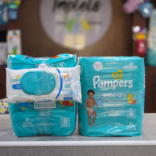 Combo 2 Pañales, jumbo pack, Pampers Babydry + 1 wipes gratis