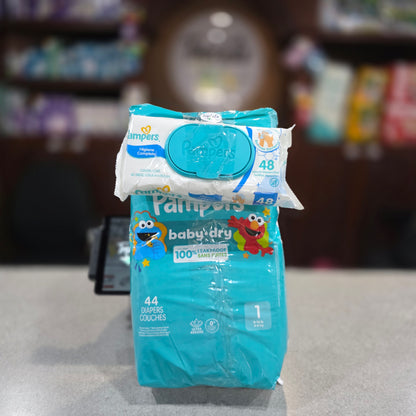 Pañales, jumbo pack, Pampers Babydry + 1 wipes GRATIS